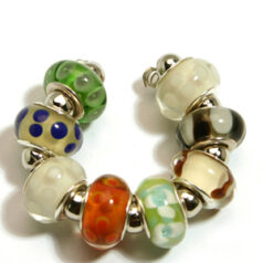 9x13mm Pandora style lampwork bead with silver plated core