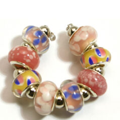 9x13mm Pandora style lampwork bead with silver plated core