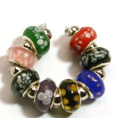 9x13mm Pandora style lampwork bead with silver plated core