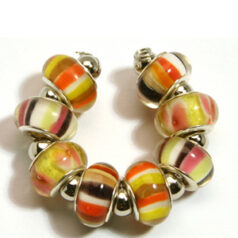 9x13mm Pandora style lampwork bead with silver plated core