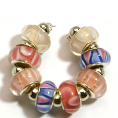 9x13mm Pandora style lampwork bead with silver plated core