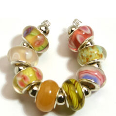 9x13mm Pandora style lampwork bead with silver plated core