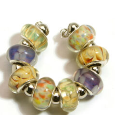 9x13mm Pandora style lampwork bead with silver plated core
