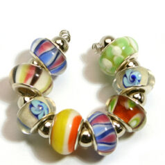 9x13mm Pandora style lampwork bead with silver plated core