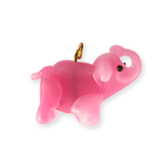 Bead, Venetian Glass, 26x16mm Pink Elephant with Loop.  Made In Japan.
