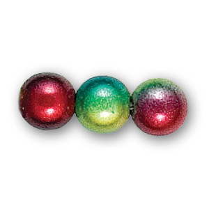 Bead, Miracle Bead 8mm Round - 3 Tone Red, Green, Blue, Hole Size 1.8mm (Made in Japan)