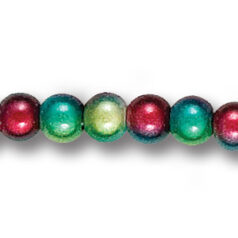 Bead, Miracle Bead 6mm Round - 3 Tone Red, Green, Blue, Hole Size 1.2mm (Made in Japan)