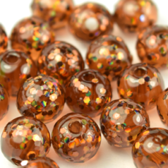 Bead, Acrylic Japanese Round Glitter Bead, 8mm - Brown (Hole Size 1.85mm)