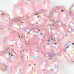 Bead, Acrylic Japanese Round Glitter Bead, 8mm - Pink (Hole Size 1.85mm)