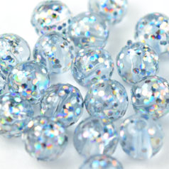 Bead, Acrylic Japanese Round Glitter Bead, 8mm - Blue (Hole Size 1.85mm)