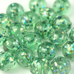 Bead, Acrylic Japanese Round Glitter Bead, 8mm - Green (Hole Size 1.85mm)