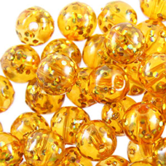 Bead, Acrylic Japanese Round Glitter Bead, 6mm - Golden Yellow (Hole Size 1.5mm)