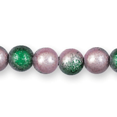 Bead, Miracle Bead 6mm Round - 2 Tone Green and Pink