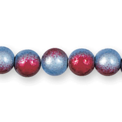 Bead, Miracle Bead 6mm Round - 2 Tone Red and Light Blue