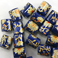 Bead, Paper Decal 6x7mm Tube - Royal. Made In Japan