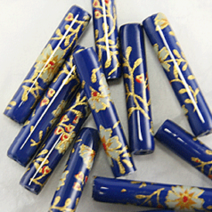 Bead, Paper Decal 4x20mm Tube - Royal. Made in Japan