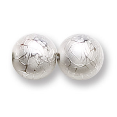 Bead, Splatter in Silver, 10mm Round.  Made in Japan