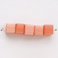 Bead, Cat Eye Fiber Optic, 4mm Cube - Light Red