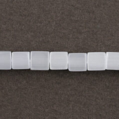 Bead, Cat Eye Fiber Optic, 4mm Cube - Grey