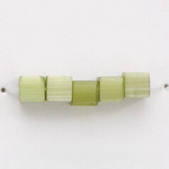 Bead, Cat Eye Fiber Optic, 4mm Cube - Chartreuse