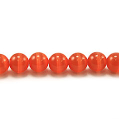 Bead, Cat Eye Fiber Optic, 4mm Round - Light Red