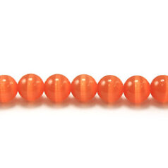 Bead, Cat Eye Fiber Optic, 4mm Round - Dark Orange