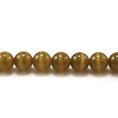 Bead, Cat Eye Fiber Optic, 4mm Round - Brown