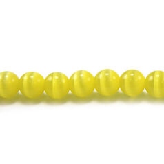 Bead, Cat Eye Fiber Optic, 4mm Round - Light Yellow