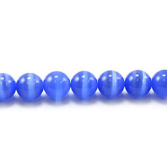 Bead, Cat Eye Fiber Optic, 4mm Round - Light Blue