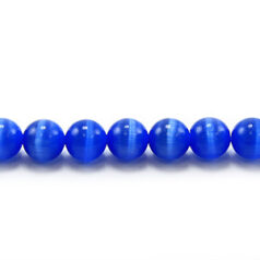 Bead, Cat Eye Fiber Optic, 4mm Round - Blue