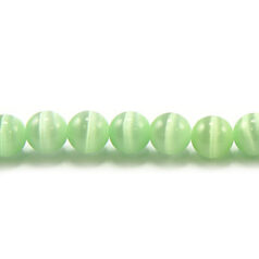 Bead, Cat Eye Fiber Optic, 4mm Round - Light Green