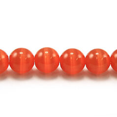 Bead, Cat Eye Fiber Optic, 6mm Round - Light Red