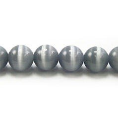 Bead, Cat Eye Fiber Optic, 6mm Round - Grey