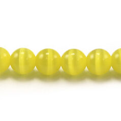 Bead, Cat Eye Fiber Optic, 6mm Round - Light Yellow