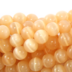 Bead, Cat Eye Fiber Optic, 6mm Round - Peach