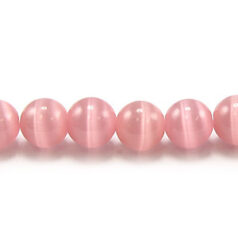 Bead, Cat Eye Fiber Optic, 6mm Round - Pink