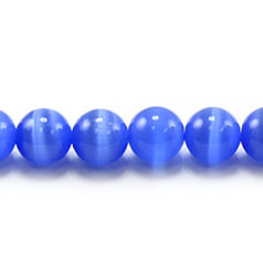 Bead, Cat Eye Fiber Optic, 6mm Round - Light Blue