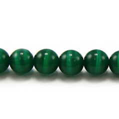 Bead, Cat Eye Fiber Optic, 6mm Round - Green