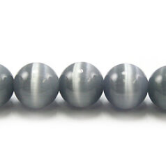 Bead, Cat Eye Fiber Optic, 8mm Round - Grey