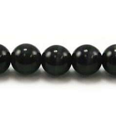 Bead, Cat Eye Fiber Optic, 8mm Round - Black
