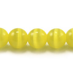 Bead, Cat Eye Fiber Optic, 8mm Round - Light Yellow