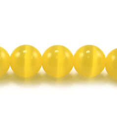 Bead, Cat Eye Fiber Optic, 8mm Round - Dark Yellow