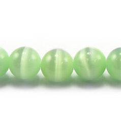 Bead, Cat Eye Fiber Optic, 8mm Round - Light Green