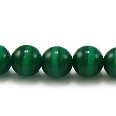 Bead, Cat Eye Fiber Optic, 8mm Round - Green