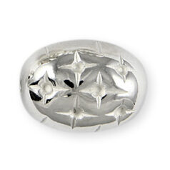 Bead, Metalized Plastic in Bright Silver, 22x16mm Oval Shape (Hole Size 2mm)