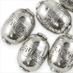 Bead, Metalized Plastic in Antique Silver, 27x18mm Oval Shape (Hole Size 2.5mm)