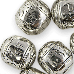 Bead, Metalized Plastic in Antique Silver, 23x20mm Barrel Shape (Hole Size 2.5mm)
