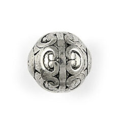 Bead, Metalized Plastic in Antique Silver, 18mm Round (Hole Size 2.5mm)