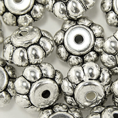 Bead, Metalized Plastic in Antique Silver, 18x12mm Spacer (Hole Size 3mm)
