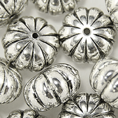 Bead, Metalized Plastic in Antique Silver, 15x9.5mm Spacer (Hole Size 1.5mm)